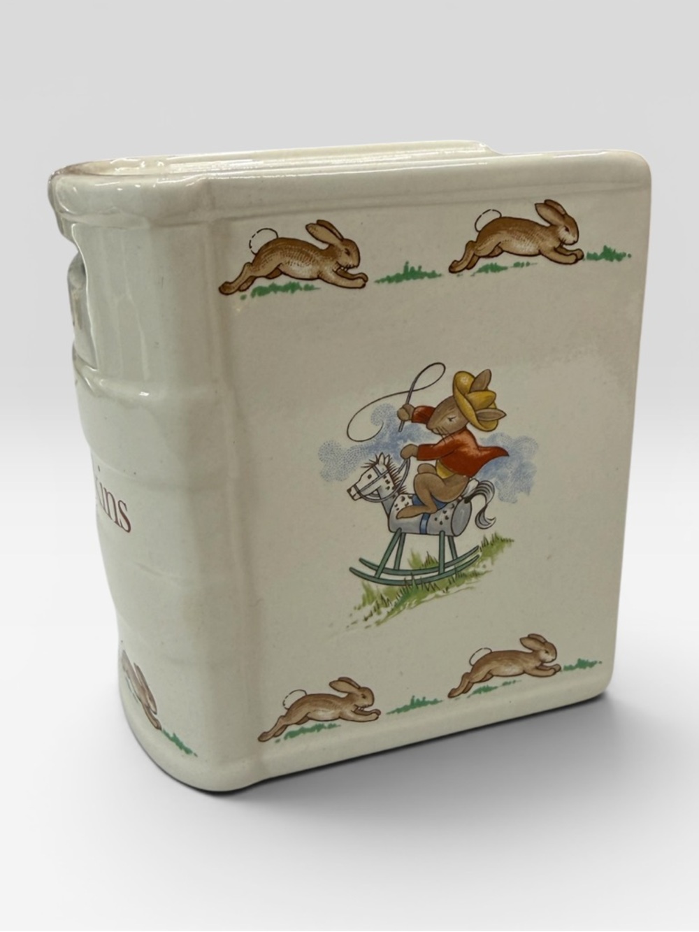 Vintage Royal Doulton Bunnykins Porcelain Book Bank - Made in England